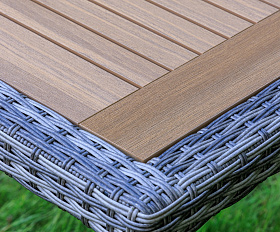 Обеденный стол Amelia Royal Family из искусственного ротанга 90 см, цвет серый