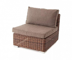 Модуль диванный прямой Лунго 4SIS из искусственного ротанга, цвет коричневый с подушками