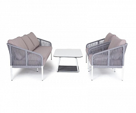 Лаунж-зона Канны 5-местная плетеная из роупа (веревки), цвет серый