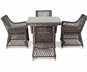Плетеная обеденная группа Айриш 4SIS из искусственного ротанга, цвет графит