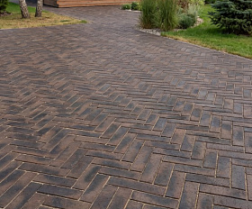 Клинкерная брусчатка ЛСР Гамбург бордо Лонг 250х80х50 мм, коричневый