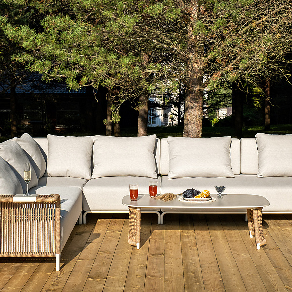 Мальдивы трансформирующаяся лаунж-зона из искусственного ротанга, цвет соломенный фото 1