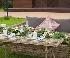 Обеденная группа Аффогато 4SIS из искусственного ротанга, цвет соломенный