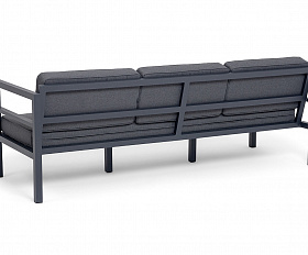 Эстелья диван 3-местный, каркас алюминий темно-серый (RAL7024) муар, ткань темно-серая 027