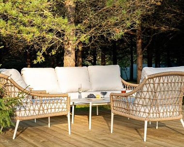 Лаунж-Зона Венеция 4SIS из искусственного ротанга, цвет соломенный