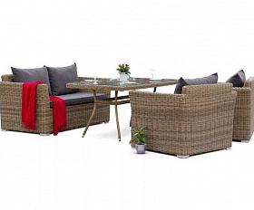 Обеденная группа Аффогато 4SIS из искусственного ротанга, цвет соломенный
