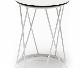 Колумбия журнальный стол из HPL круглый Ø40 H55, каркас из стали белый, цвет столешницы молочный