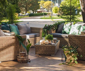 Лаунж-зона Капучино Дабл 4SIS из искусственного ротанга, цвет соломенный