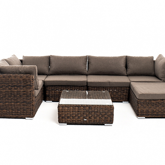 Лунго трансформирующаяся лаунж-зона из искусственного ротанга (гиацинт), цвет коричневый фото 2