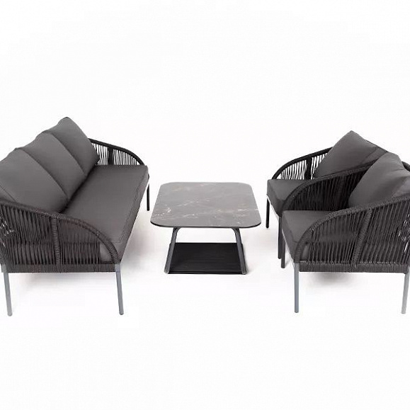 Плетеная лаунж-зона Канны 4SIS из роупа (веревки), цвет темно-серый фото 2