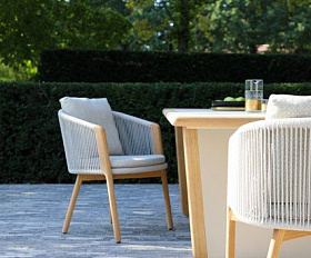 Комплект обеденной мебели Avesta Brafritid серый/песочный, стеклокерамика/тик.