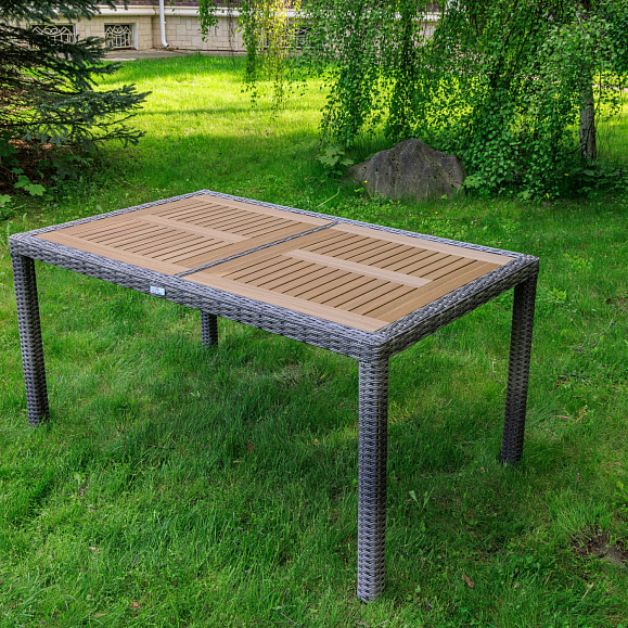 Обеденный стол Amelia Royal Family из искусственного ротанга 150 см, цвет серый фото 2