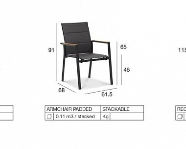Комплект обеденной мебели Lyon-Andy 220A+8R Brafritid антрацит/натуральный, алюминий/тик