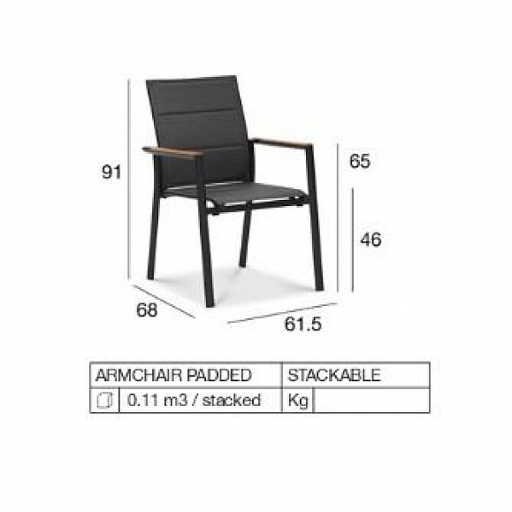 Комплект обеденной мебели Lyon-Andy 220A+8R Brafritid антрацит/натуральный, алюминий/тик фото 7