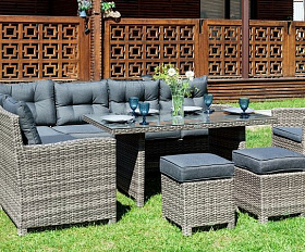 Угловой комплект Genry Royal Family из искусственного ротанга, цвет серый