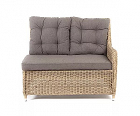 Левый модуль дивана Бергамо 4SIS из искусственного ротанга, цвет соломенный