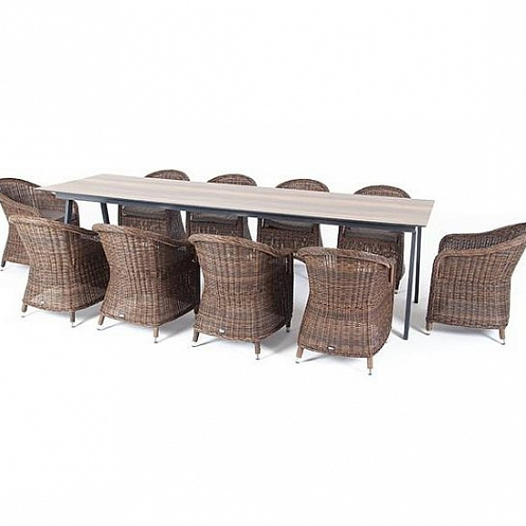 Обеденная Рио 4SIS группа на 10 персон, стол HPL дуб, цвет коричневый фото 1