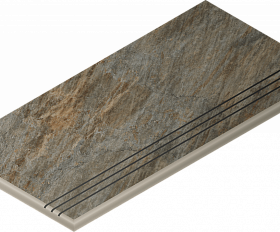 Керамогранитная ступень Italon Манетик X2 Дарк Закругленная Грип Левая 30X60