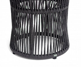 Романо журнальный стол из HPL круглый Ø45 H47, каркас из алюминия черный муар, цвет черный мрамор, роуп темно серый круглый