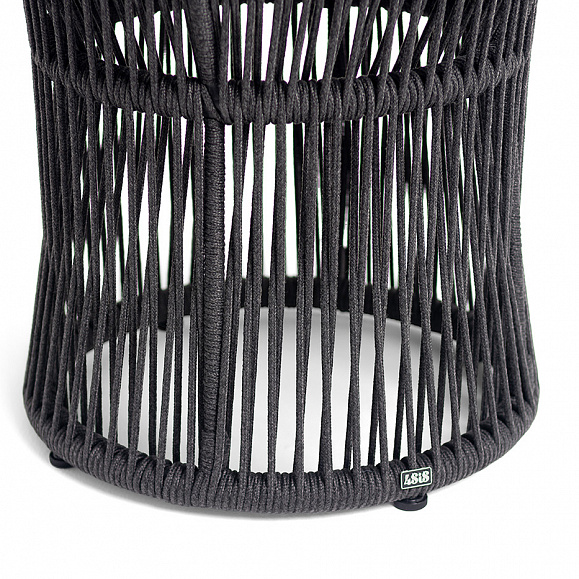 Романо журнальный стол из HPL круглый Ø45 H47, каркас из алюминия черный муар, цвет черный мрамор, роуп темно серый круглый фото 3