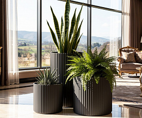 Кашпо TERRAFAKTURA Рифлоу D40H40 Маренго