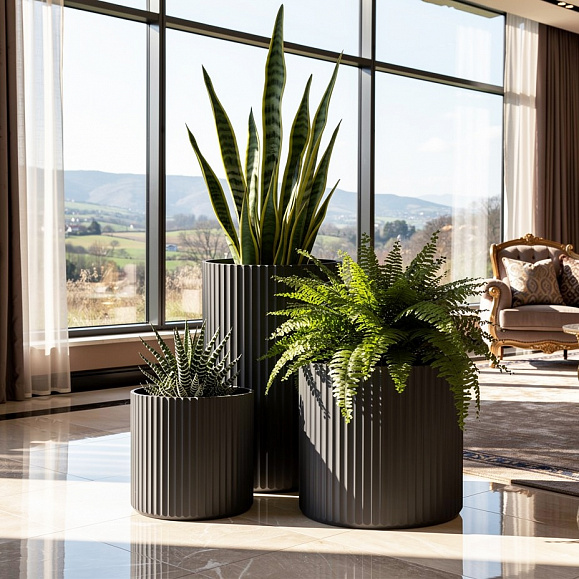 Кашпо TERRAFAKTURA Рифлоу D40H40 Маренго фото 5