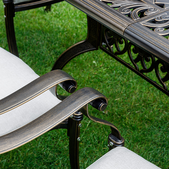 Обеденный комплект Wilhelm Royal Family из литого алюминия на 6 персон. Прямоугольный стол фото 5
