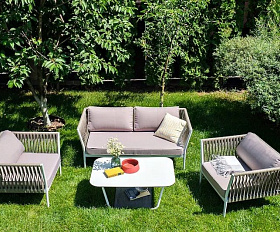 Плетеная лаунж-зона Касабланка 4SIS из роупа (веревки), цвет серо-коричневый