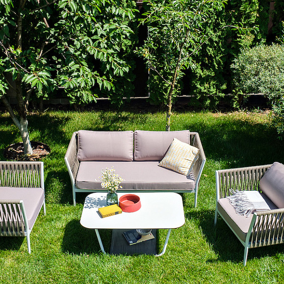 Касабланка лаунж-зона плетеная из роупа 4-местная, цвет серо-коричневый фото 1