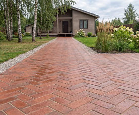 Клинкерная брусчатка ЛСР Милан бордо Лонг 250х80х50 мм, тёмно-красный