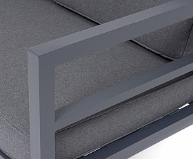 Эстелья диван 3-местный, каркас алюминий темно-серый (RAL7024) муар, ткань темно-серая 027