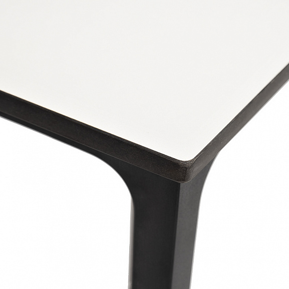 Малага обеденный стол из HPL 160х80см, цвет молочный, каркас черный фото 7