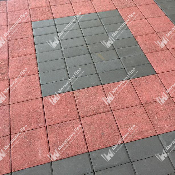 Тротуарная плитка Braer ЛУВР Квадрат 100х100х60 мм Гранит Красный фото 4