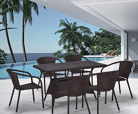 Комплект плетеной мебели T198D/Y137C-W53 Brown 6Pcs