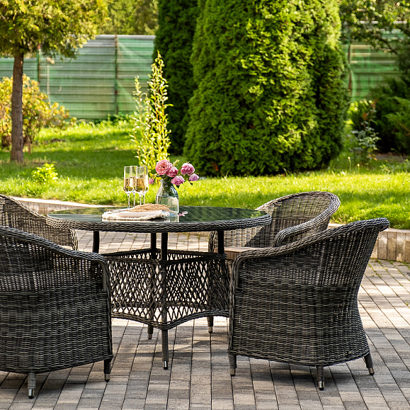 Равенна обеденная группа плетеная, цвет графит фото 3