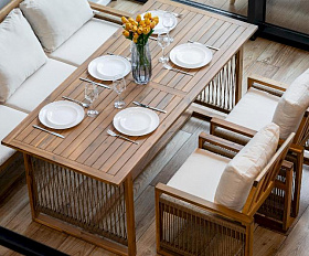 Обеденный комплект Grand Michelle с диваном Royal Family из дерева, цвет бежевый