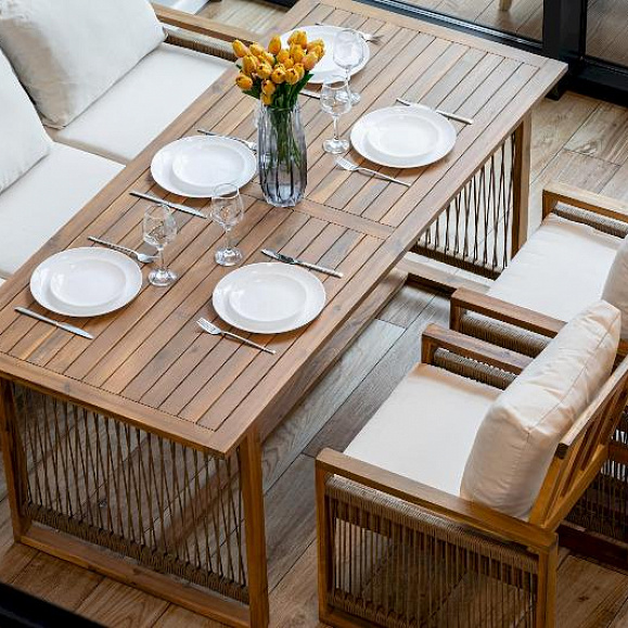 Обеденный комплект Grand Michelle с диваном Royal Family из дерева, цвет бежевый фото 4