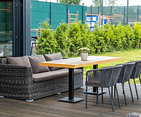 Диван трехместный Капучино 4SIS из искусственного ротанга, цвет графит