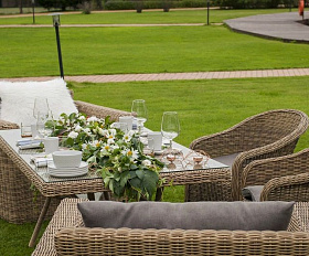 Плетеный стол Латте 4SIS из искусственного ротанга, цвет соломенный