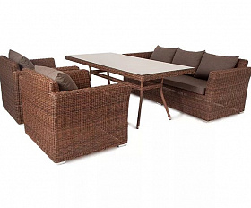 Обеденная группа Моккачино 4SIS из искусственного ротанга, цвет коричневый
