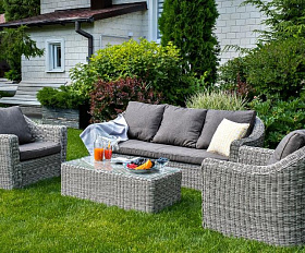 Лаунж-зона Фабриция из искусственного ротанга, цвет серый