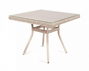 Плетеный стол Айриш 4SIS из искусственного ротанга, цвет бежевый