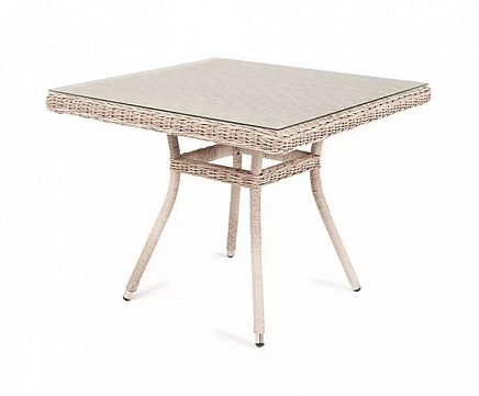 Плетеный стол Айриш 4SIS из искусственного ротанга, цвет бежевый