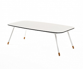 Верона журнальный стол из HPL 120х65, H40, каркас белый муар, цвет столешницы молочный