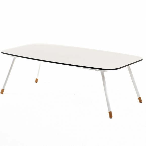 Верона журнальный стол из HPL 120х65, H40, каркас белый муар, цвет столешницы молочный фото 3