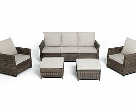 Лаунж-Зона Бостон 4SIS из искусственного ротанга, цвет коричневый