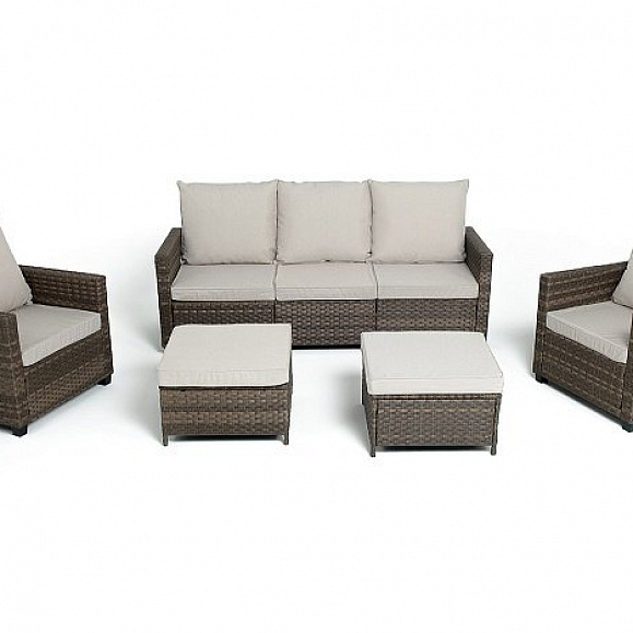 Лаунж-Зона Бостон 4SIS из искусственного ротанга, цвет коричневый фото 2