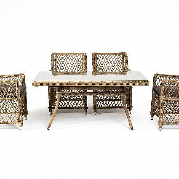 Обеденная Латте–140 L 4SIS группа плетеная, цвет соломенный фото 2