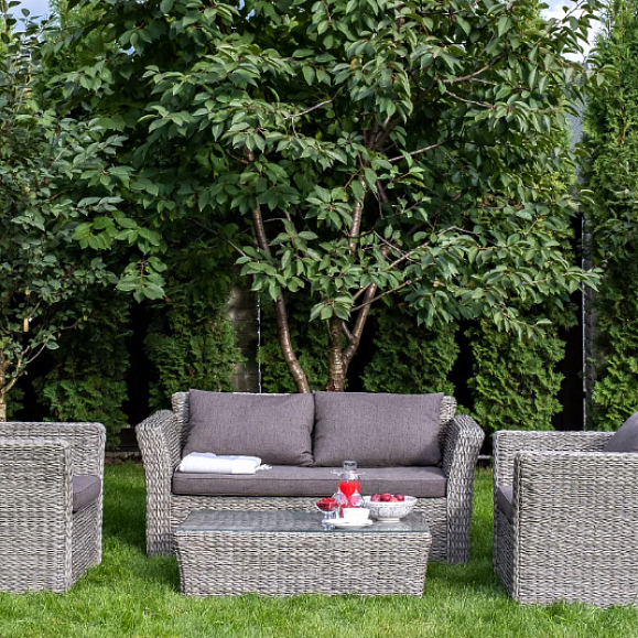 Лаунж-зона Капучино Сингл 4SIS из искусственного ротанга (гиацинт), цвет серый фото 1