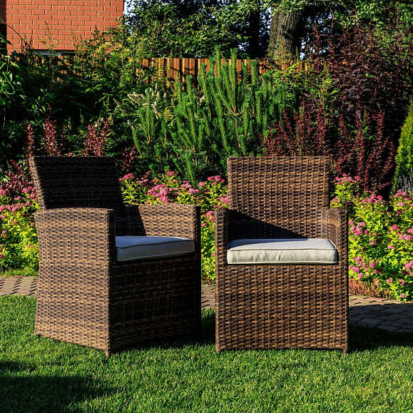 Комплект обеденных кресел Fiona Royal Family из искусственного ротанга, цвет коричневый фото 2